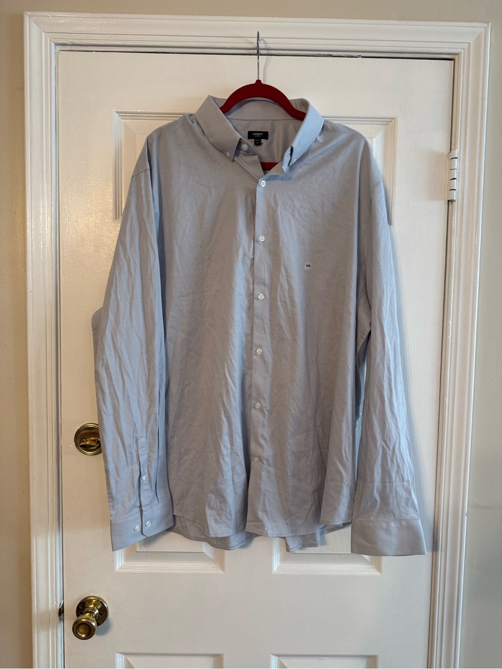 Express Men’s Light Blue Button-Front Dress Shirt